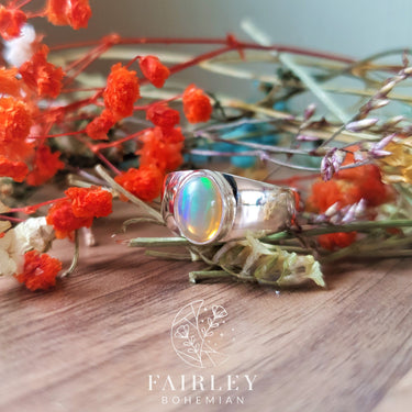 ethiopian opal solid silver ring boho jewellery unique handmade
